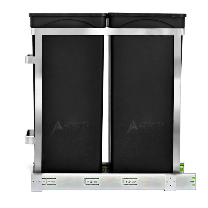 AdirHome 4.7 Gallon Under Trash Can System with 2 Trash Bins